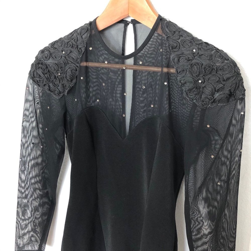 Vintage 90s Sheer Long Sleeve BodyCon Dress Size 4